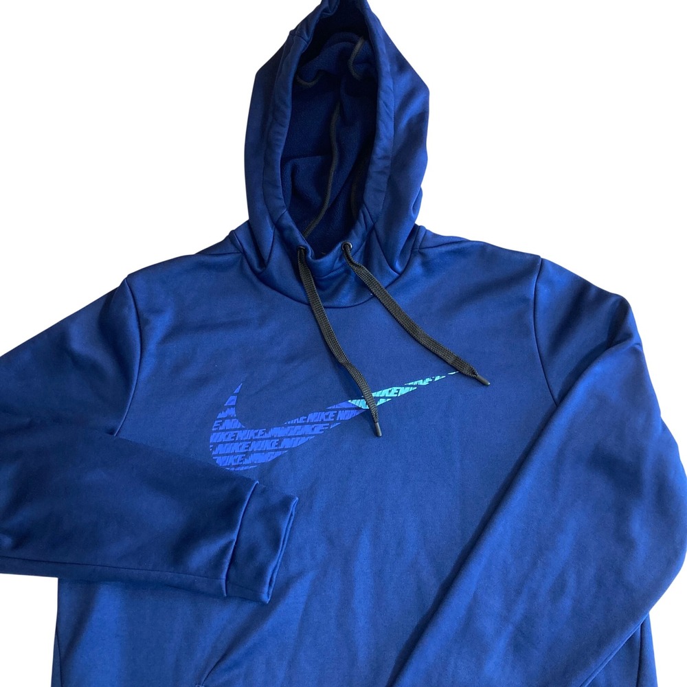 Nike Mens Therma-FIT‎ Pullover Hoodie Blue Big Graphic Swoosh BV2784-492 Size L